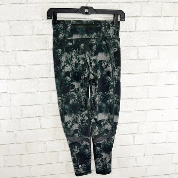 Sweaty Betty Green & Black Tie Dye The Zero Gravity 7/8 Tights Leggings Size XS - Picture 6 of 9